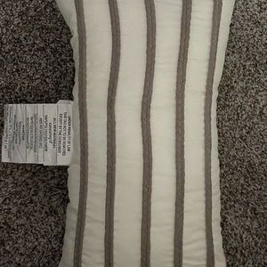 White Throw Pillow with Gray Stripes